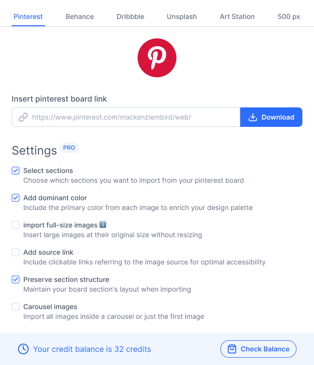 Pinterest Importer screenshot